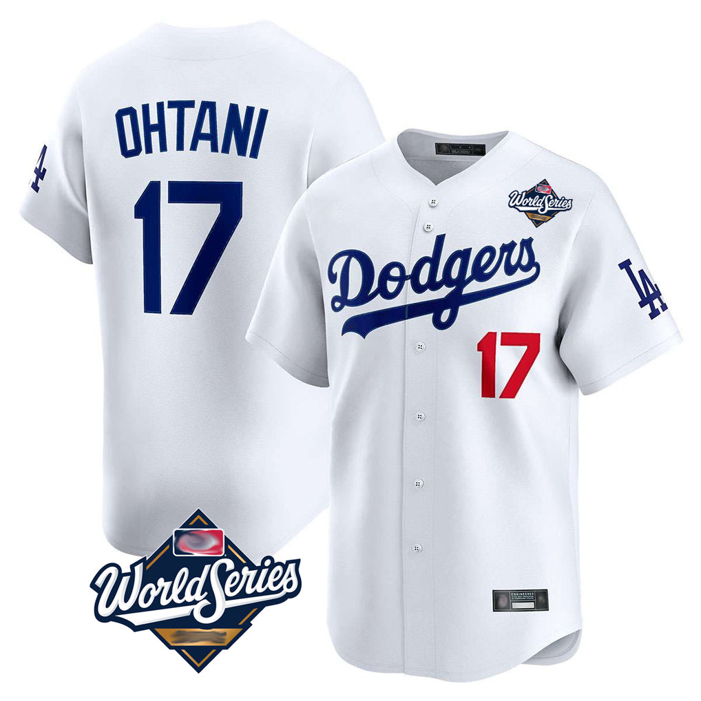 Silnrao LA.Dodgers #17 Shohei Ohtani Player White World Series Limited Home Stitched Jerseys