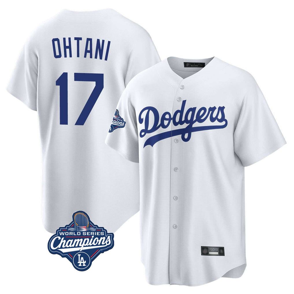 Silnrao LA.Dodgers #17 Shohei Ohtani Player White World Series Meet Game Home Stitched Jerseys