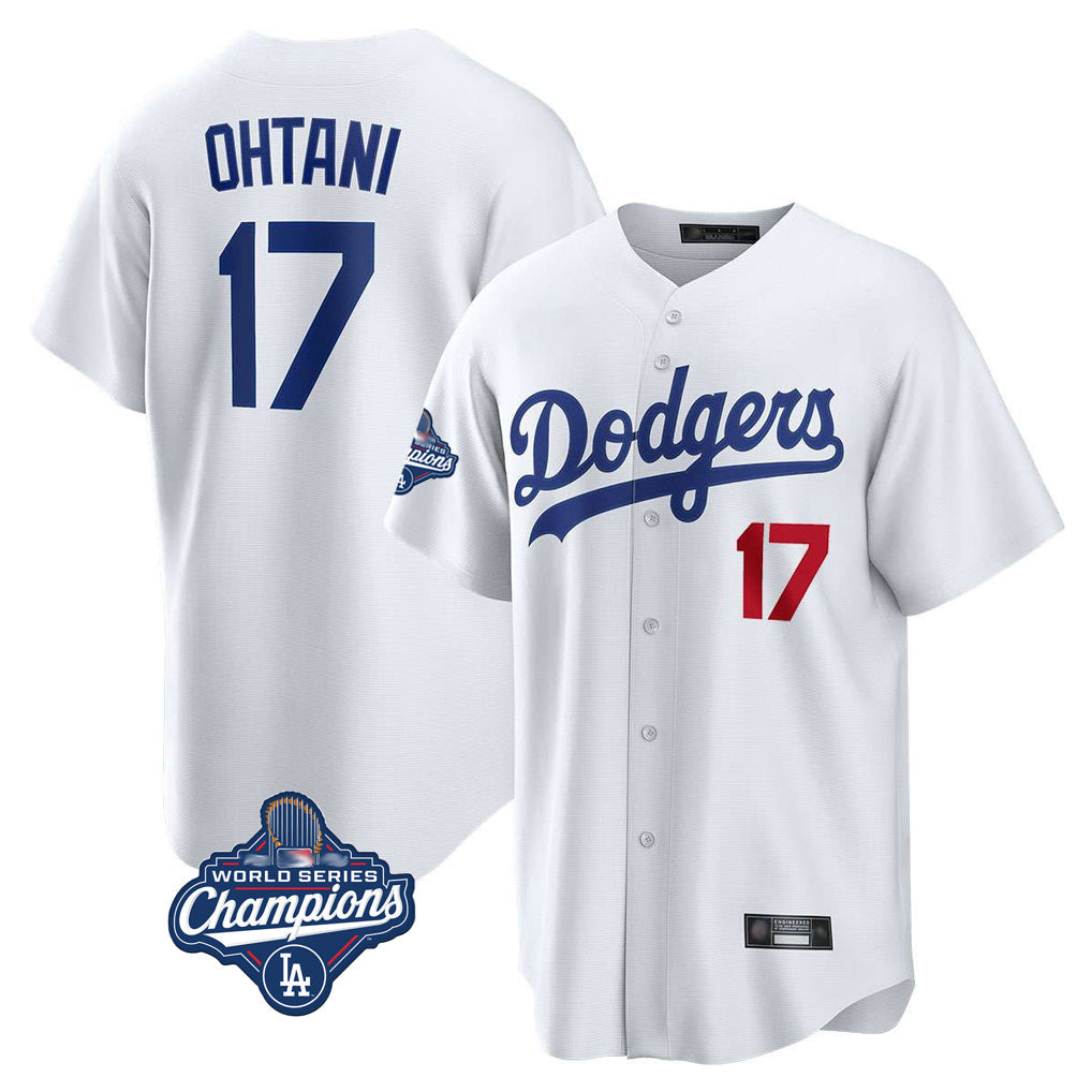 Silnrao LA.Dodgers #17 Shohei Ohtani Player White World Series Meet Home Game Stitched Jerseys