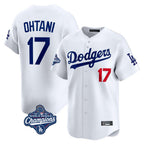 Silnrao LA.Dodgers #17 Shohei Ohtani Player White World Series Meet Limited Home Stitched Jerseys