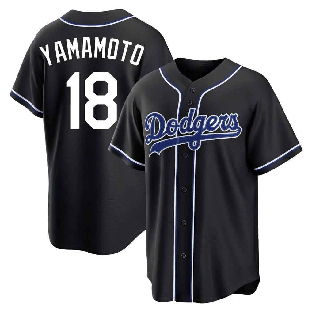 Silnrao LA.Dodgers #18 Yoshinobu Yamamoto Player Black Carbon Limited Home Stitched Jerseys