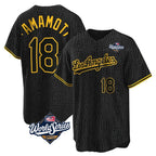 Silnrao LA.Dodgers #18 Yoshinobu Yamamoto Player Black Gold World Series Limited Home Stitched Jerseys