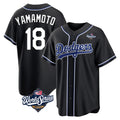 Silnrao LA.Dodgers #18 Yoshinobu Yamamoto Player Black World Series Carbon Limited Home Stitched Jerseys