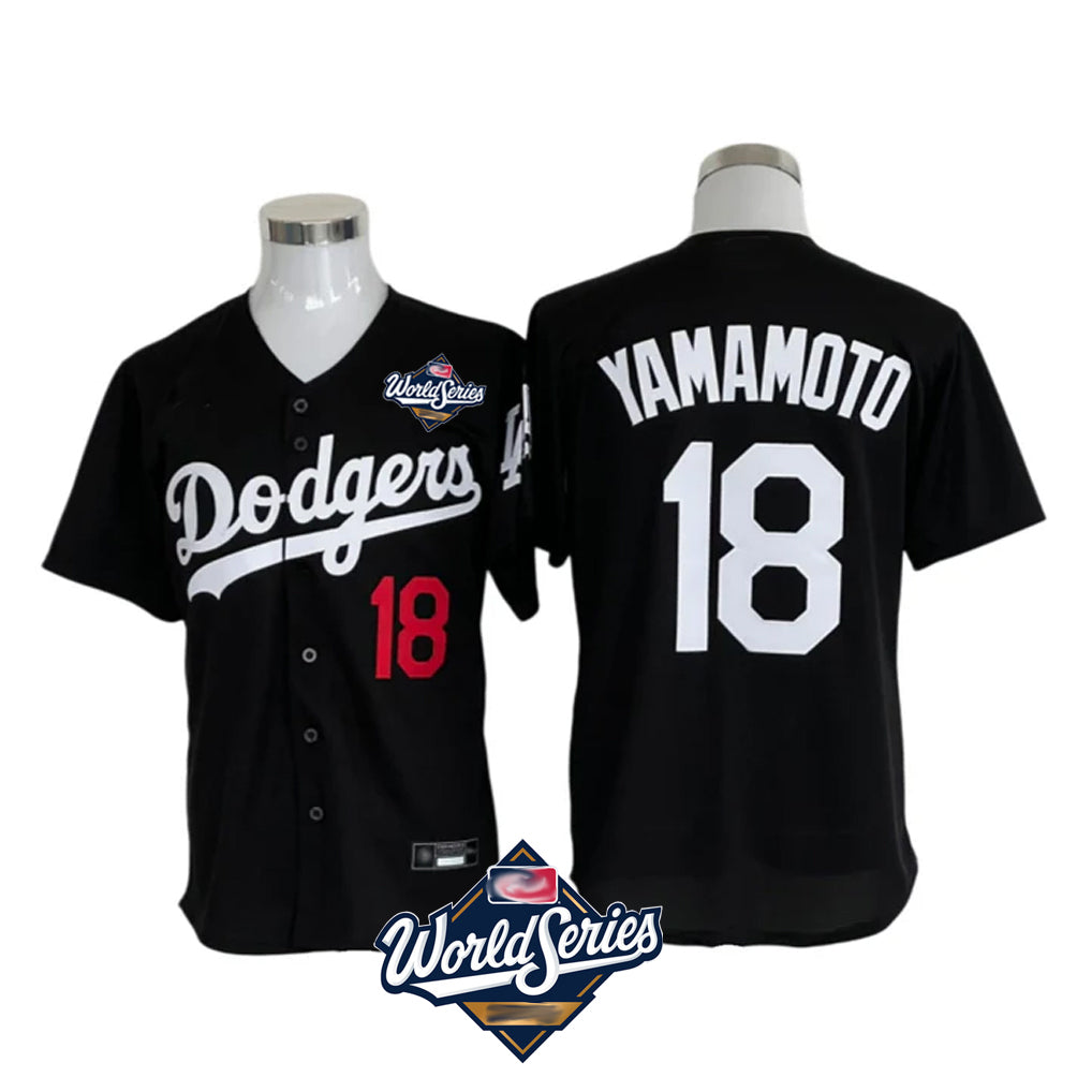 Silnrao LA.Dodgers #18 Yoshinobu Yamamoto Player Black World Series Limited Home Stitched Jerseys