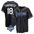 Silnrao LA.Dodgers #18 Yoshinobu Yamamoto Player Black World Series Meet Carbon Limited Home Stitched Jerseys