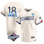 Silnrao LA.Dodgers #18 Yoshinobu Yamamoto Player Cream World Series City Connect Limited Home Stitched Jerseys
