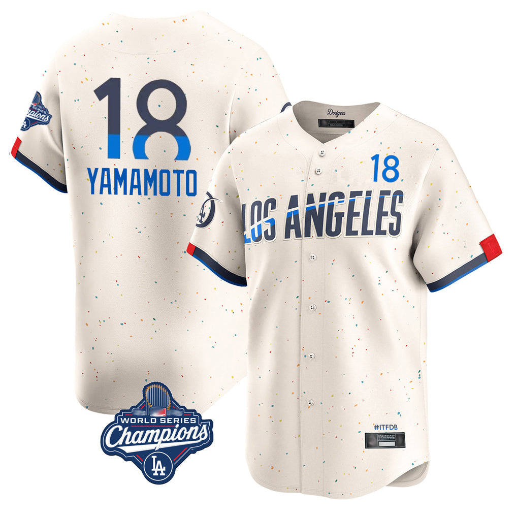 Silnrao LA.Dodgers #18 Yoshinobu Yamamoto Player Cream World Series Meet City Connect Limited Home Stitched Jerseys