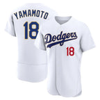 Silnrao LA.Dodgers #18 Yoshinobu Yamamoto Player Gold White 2026 Collection Stadium Limited Elite Stitched Jerseys