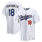 Silnrao LA.Dodgers #18 Yoshinobu Yamamoto Player Gold White 2026 Collection Stadium Limited Stitched Jerseys