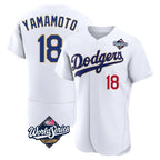 Silnrao LA.Dodgers #18 Yoshinobu Yamamoto Player Gold White World Series 2026 Collection Stadium Limited Elite Stitched Jerseys