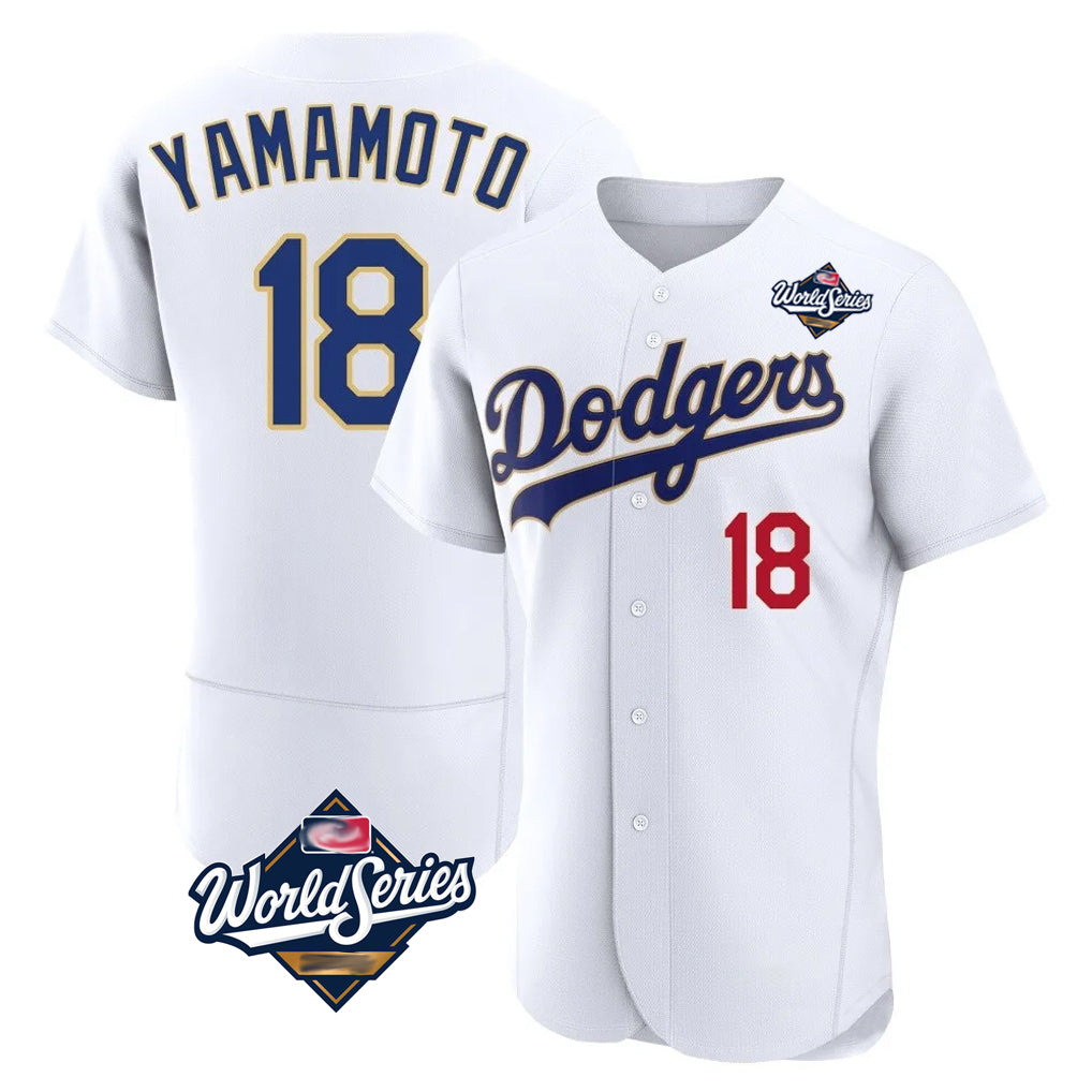 Silnrao LA.Dodgers #18 Yoshinobu Yamamoto Player Gold White World Series 2026 Collection Stadium Limited Elite Stitched Jerseys