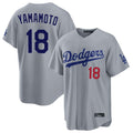 Silnrao LA.Dodgers #18 Yoshinobu Yamamoto Player Gray Game Home Stitched Jerseys