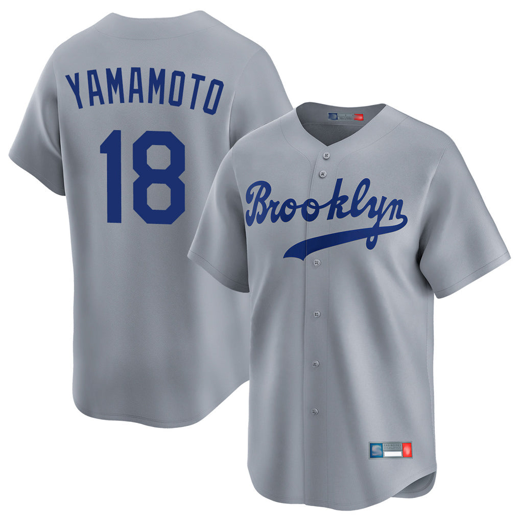 Silnrao LA.Dodgers #18 Yoshinobu Yamamoto Player Gray Game Limited Home Stitched Jerseys