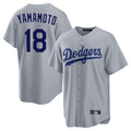 Silnrao LA.Dodgers #18 Yoshinobu Yamamoto Player Gray Game Stitched Jerseys