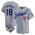 Silnrao LA.Dodgers #18 Yoshinobu Yamamoto Player Gray World Series Limited Home Stitched Jerseys