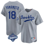 Silnrao LA.Dodgers #18 Yoshinobu Yamamoto Player Gray World Series Meet Game Limited Home Stitched Jerseys