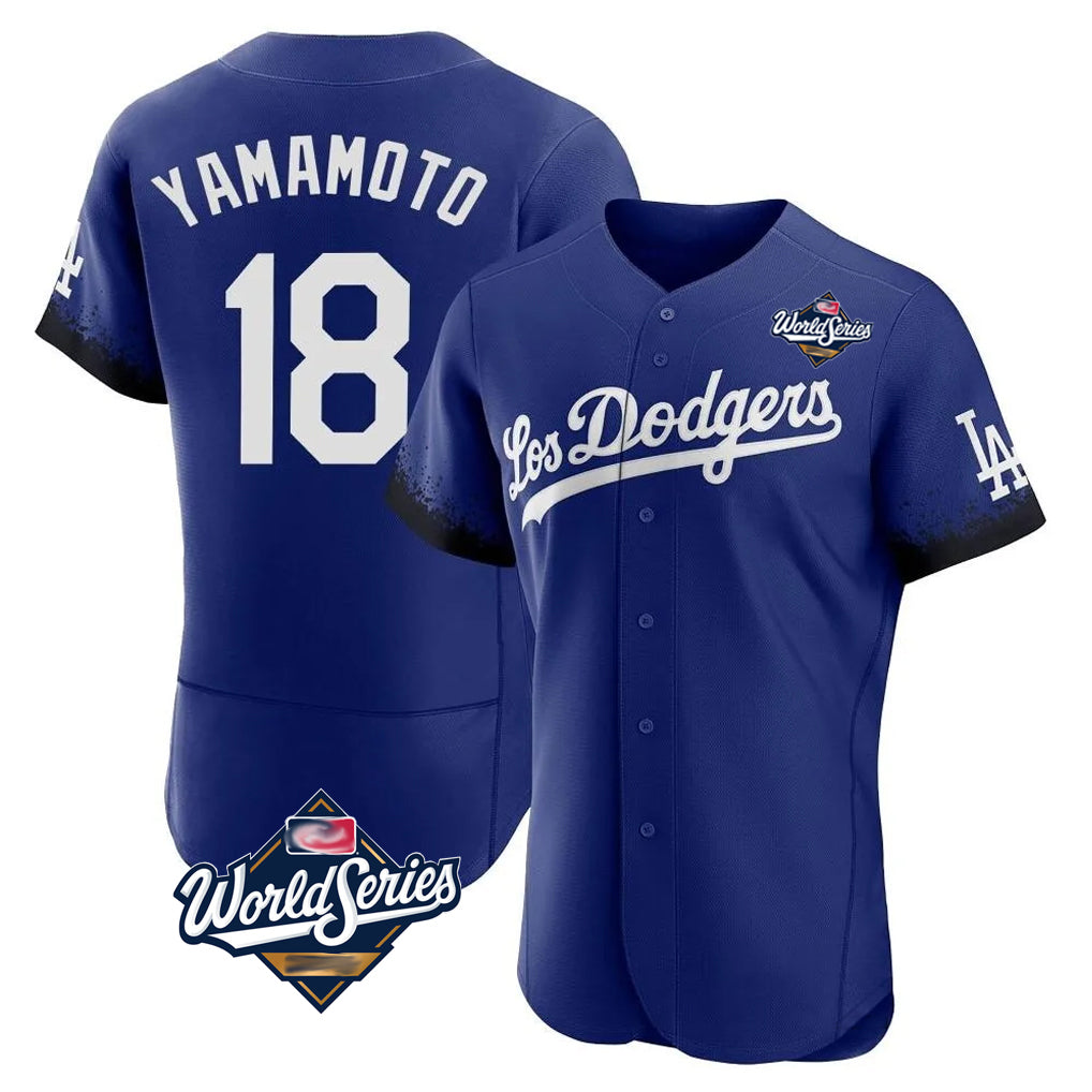 Silnrao LA.Dodgers #18 Yoshinobu Yamamoto Player Royal World Series City Connect Elite Home Stitched Jerseys