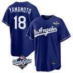 Silnrao LA.Dodgers #18 Yoshinobu Yamamoto Player Royal World Series Game Stitched Jerseys