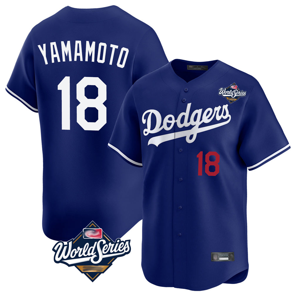 Silnrao LA.Dodgers #18 Yoshinobu Yamamoto Player Royal World Series Limited Home Stitched Jerseys