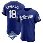 Silnrao LA.Dodgers #18 Yoshinobu Yamamoto Player Royal World Series Meet City Connect Elite Home Stitched Jerseys