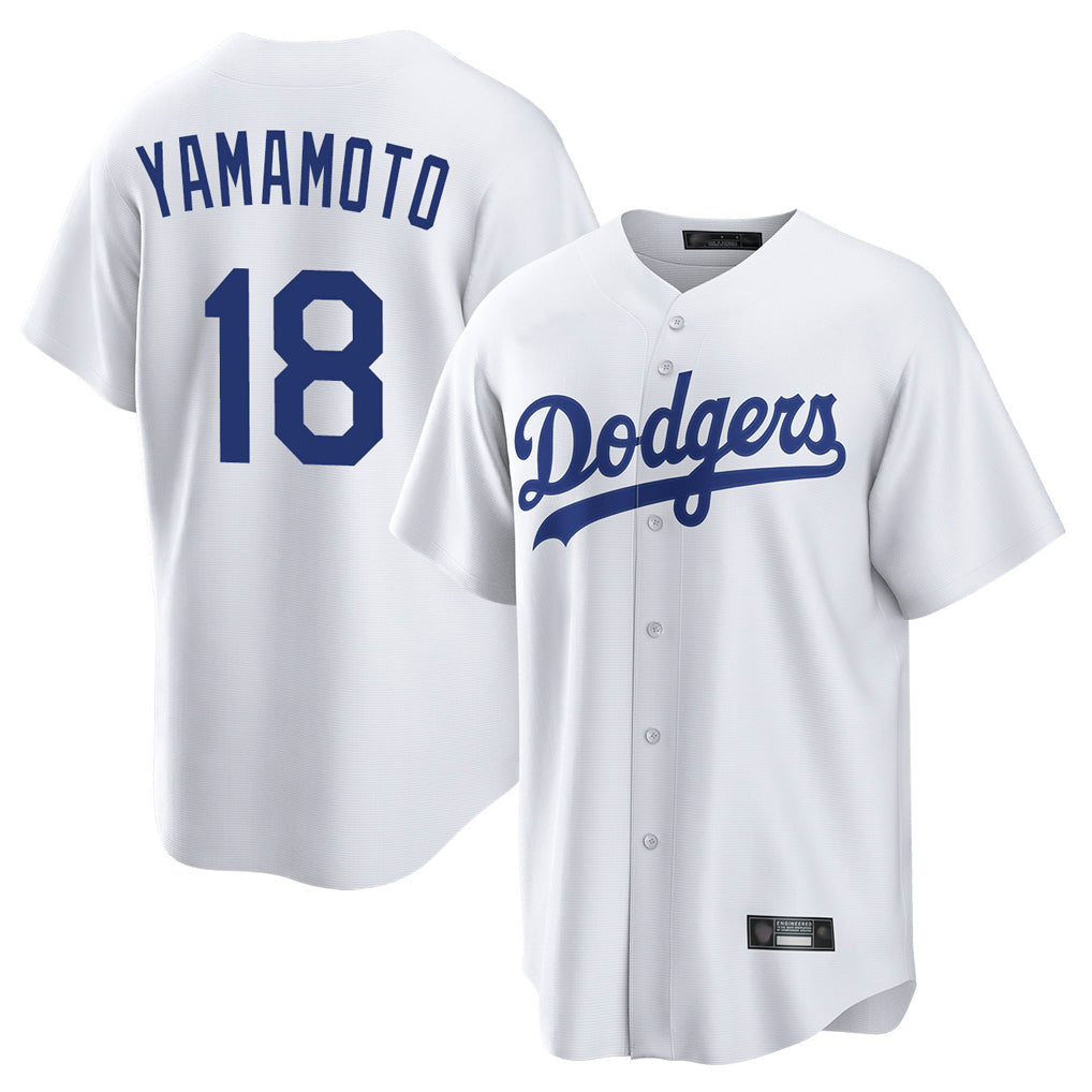 Silnrao LA.Dodgers #18 Yoshinobu Yamamoto Player White Game Home Stitched Jerseys