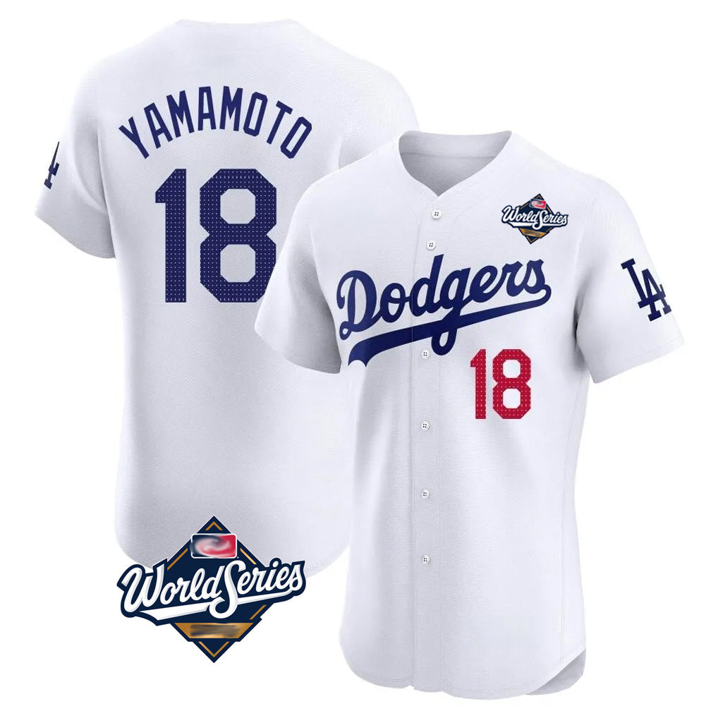 Silnrao LA.Dodgers #18 Yoshinobu Yamamoto Player White World Series Limited Elite Home Stitched Jerseys