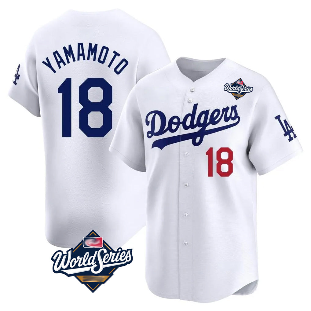 Silnrao LA.Dodgers #18 Yoshinobu Yamamoto Player White World Series Limited Home Stitched Jerseys