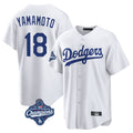 Silnrao LA.Dodgers #18 Yoshinobu Yamamoto Player White World Series Meet Game Home Stitched Jerseys