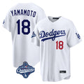 Silnrao LA.Dodgers #18 Yoshinobu Yamamoto Player White World Series Meet Home Game Stitched Jerseys