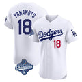 Silnrao LA.Dodgers #18 Yoshinobu Yamamoto Player White World Series Meet Limited Elite Home Stitched Jerseys