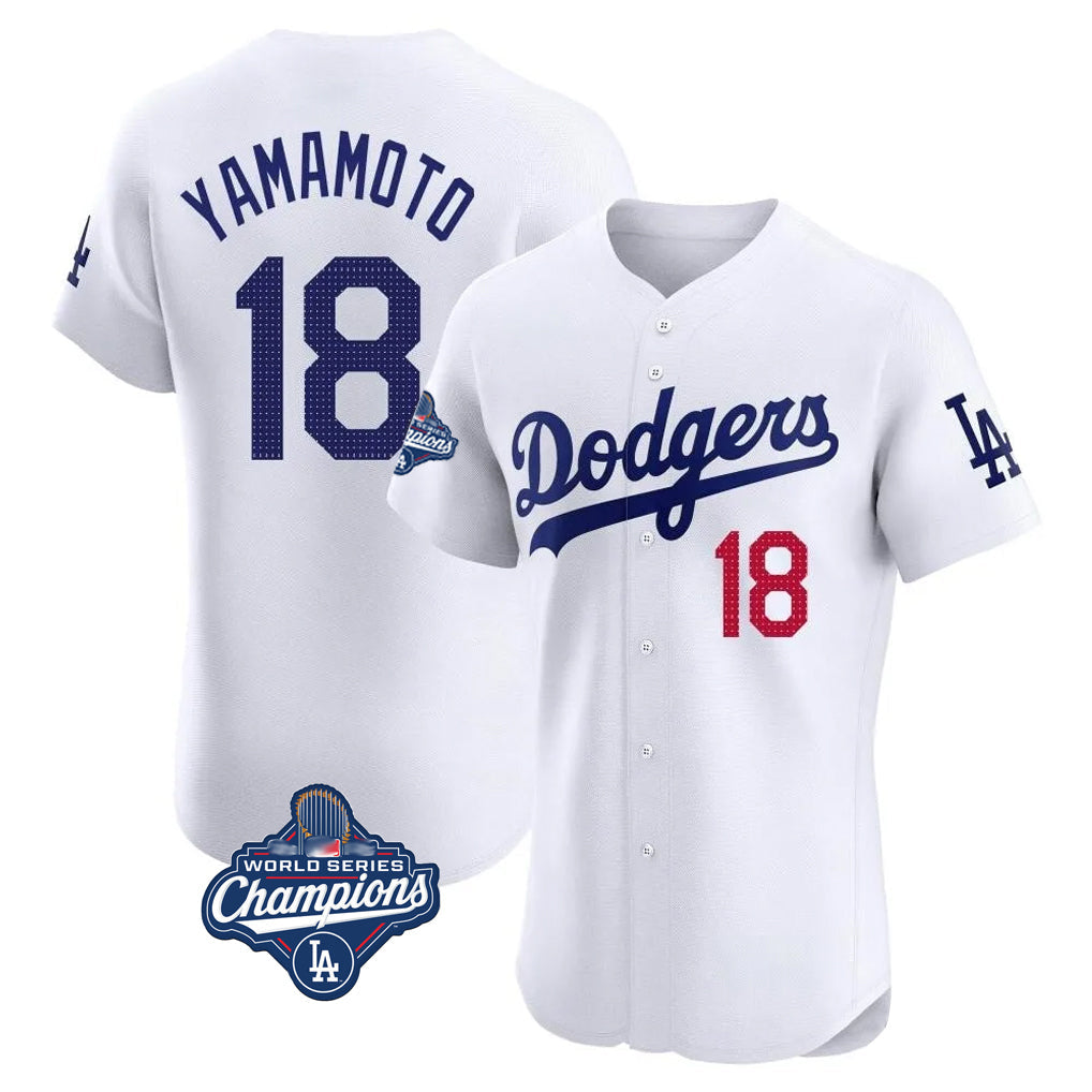 Silnrao LA.Dodgers #18 Yoshinobu Yamamoto Player White World Series Meet Limited Elite Home Stitched Jerseys