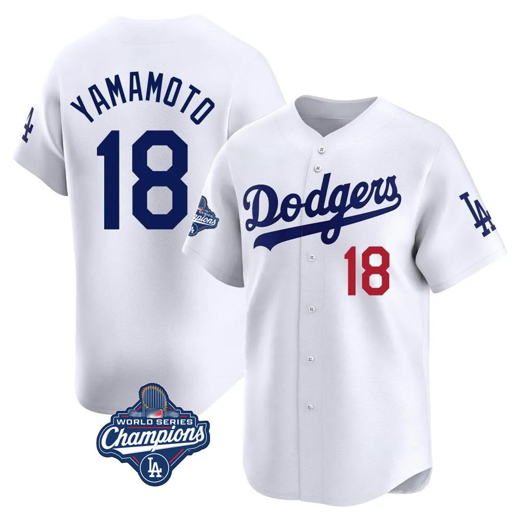 Silnrao LA.Dodgers #18 Yoshinobu Yamamoto Player White World Series Meet Limited Home Stitched Jerseys
