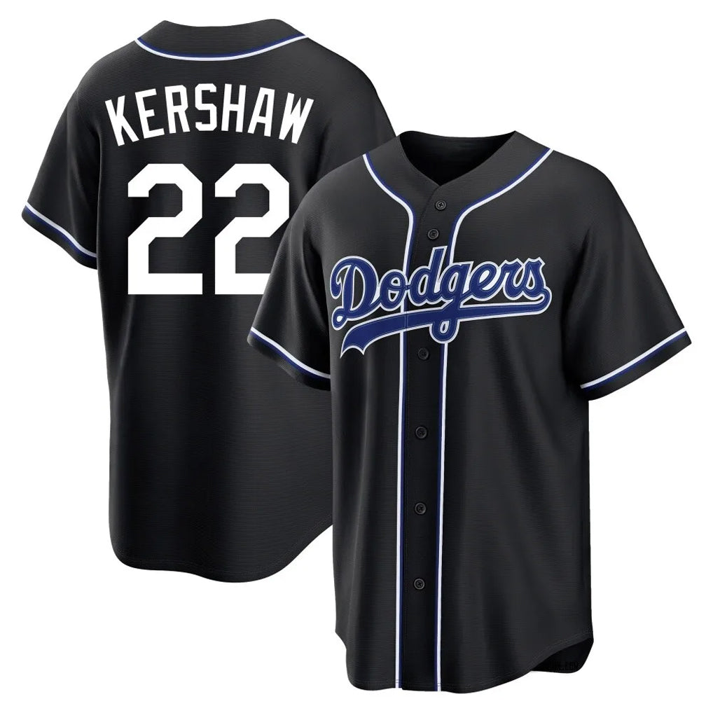 Silnrao LA.Dodgers #22 Clayton Kershaw Player Black Carbon Limited Home Stitched Jerseys