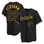 Silnrao LA.Dodgers #22 Clayton Kershaw Player Black Snake Skin City Game Home Stitched Jerseys