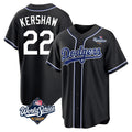 Silnrao LA.Dodgers #22 Clayton Kershaw Player Black World Series Carbon Limited Home Stitched Jerseys