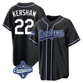 Silnrao LA.Dodgers #22 Clayton Kershaw Player Black World Series Meet Carbon Limited Home Stitched Jerseys