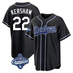 Silnrao LA.Dodgers #22 Clayton Kershaw Player Black World Series Meet Carbon Limited Home Stitched Jerseys