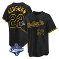 Silnrao LA.Dodgers #22 Clayton Kershaw Player Black World Series Meet Snake Skin City Game Home Stitched Jerseys