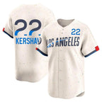 Silnrao LA.Dodgers #22 Clayton Kershaw Player Cream City Connect Limited Home Stitched Jerseys