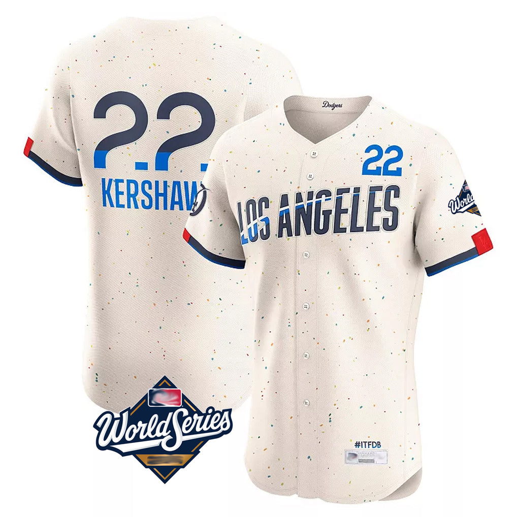 Silnrao LA.Dodgers #22 Clayton Kershaw Player Cream World Series City Connect Limited Elite Home Stitched Jerseys