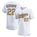 Silnrao LA.Dodgers #22 Clayton Kershaw Player Gold Limited Elite Home Stitched Jerseys