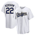 Silnrao LA.Dodgers #22 Clayton Kershaw Player Gold White 2026 Collection Stadium Game Stitched Jerseys
