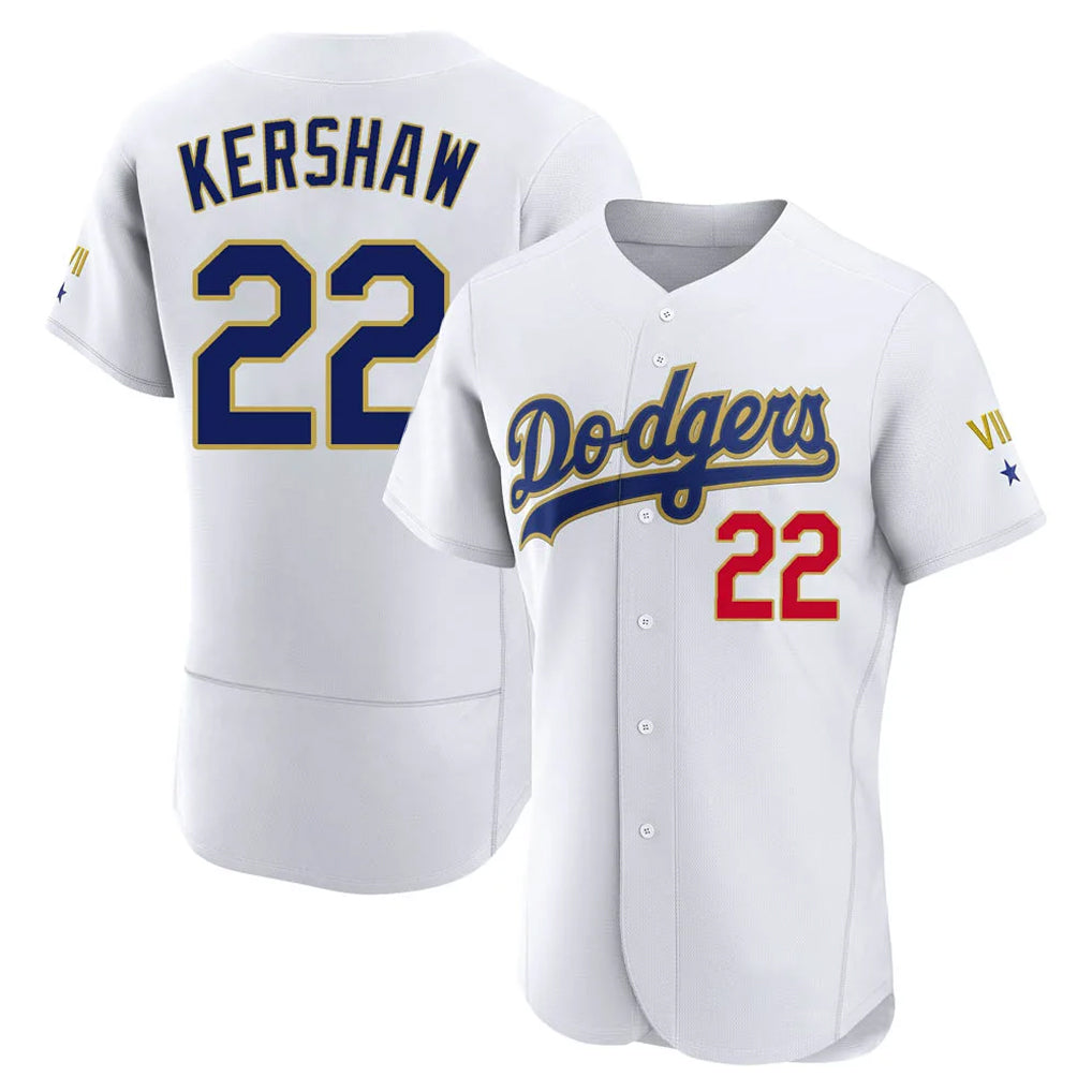 Silnrao LA.Dodgers #22 Clayton Kershaw Player Gold White 2026 Collection Stadium Limited Elite Stitched Jerseys