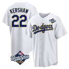 Silnrao LA.Dodgers #22 Clayton Kershaw Player Gold White World Series 2026 Collection Stadium Game Stitched Jerseys