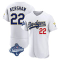 Silnrao LA.Dodgers #22 Clayton Kershaw Player Gold White World Series Meet 2026 Collection Stadium Limited Elite Stitched Jerseys