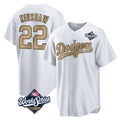 Silnrao LA.Dodgers #22 Clayton Kershaw Player Gold World Series Collection Game Home Stitched Jerseys