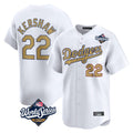 Silnrao LA.Dodgers #22 Clayton Kershaw Player Gold World Series Collection Limited Home Stitched Jerseys