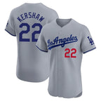 Silnrao LA.Dodgers #22 Clayton Kershaw Player Gray Limited Elite Home Stitched Jerseys