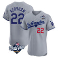 Silnrao LA.Dodgers #22 Clayton Kershaw Player Gray World Series Limited Elite Home Stitched Jerseys