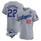 Silnrao LA.Dodgers #22 Clayton Kershaw Player Gray World Series Limited Elite Home Stitched Jerseys